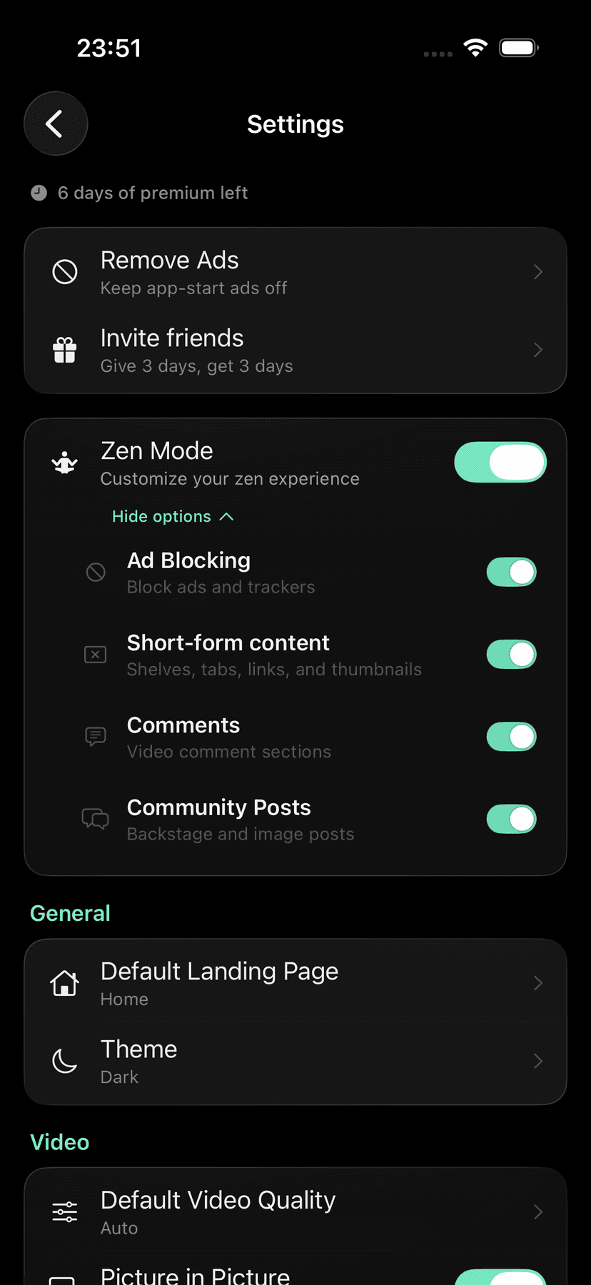 talavo Zen Mode hiding YouTube comments and recommendations