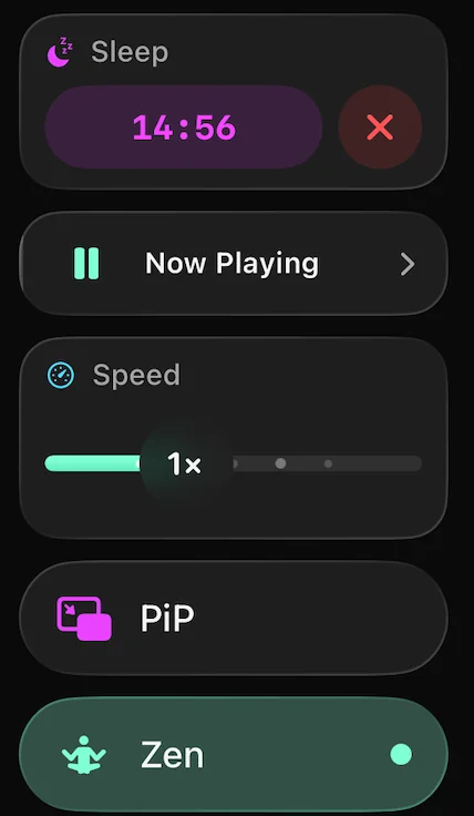 talavo right drawer on iPhone — swipe-from-right panel with every distraction filter toggle in one place